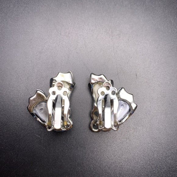 Blue Cream Silver Tone Link Choker Collar Necklace Earrings Demi Parure - Picture 11 of 11